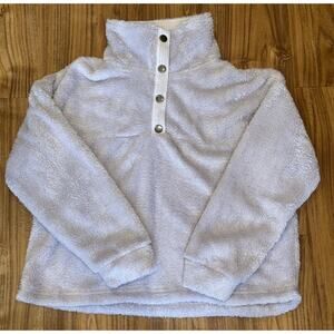 Cozie by Pink Rose Frosted Lilac Cowl Neck Cropped‎ Sherpa Pullover Large NWT